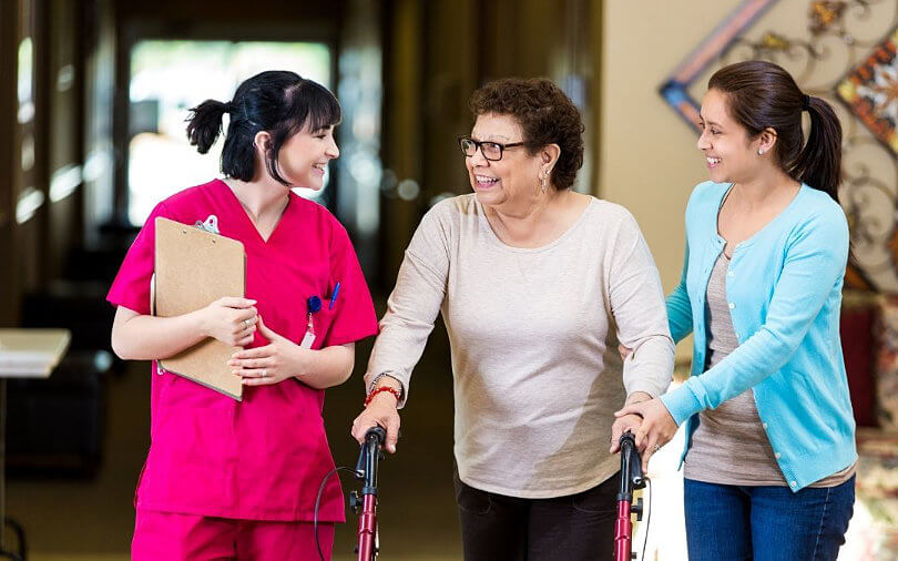 Mother & Daughter with Nurse - memory care facilities in Texas