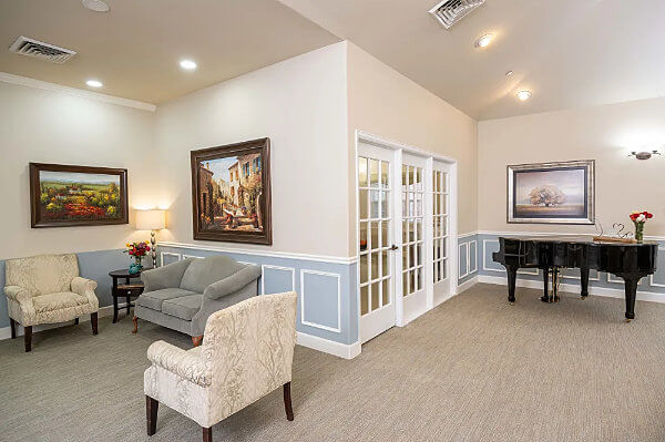 Piano Room at CyFair Memory Care Facility in Houston, Texas
