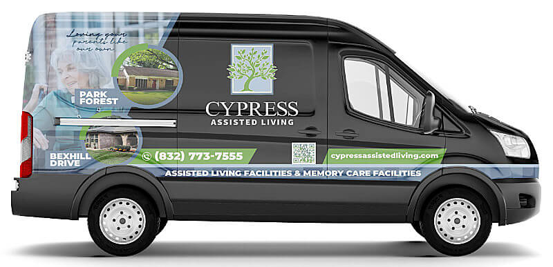 Cypress Assisted Living van used for helping Bexhill Drive assisted living residents in Houston, Texas